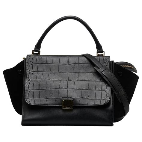 celine black croc trapeze|Trapeze black croc.